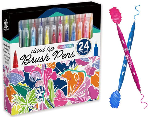 TBC 24-Colour Brush And Fine Brush Pens