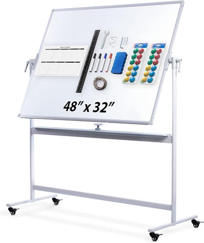 CREATIVE SPACE 48"x32" Magnetic Dry Erase Board with Stand, Double-Sided, Portable
