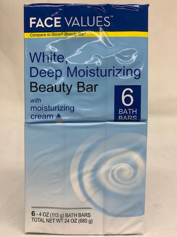 Face Values 6-Pack 4oz White Deep Moisturizing Beauty Bath Bars