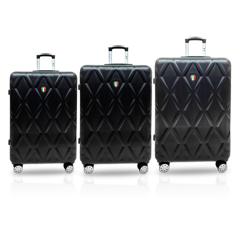 Tucci Alveare Black Finish 3pc Luggage Set
