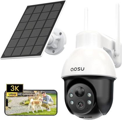 2-Pack aosu Solar-Powered Wireless Security Night Vision Camera