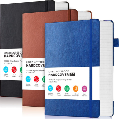 FOCUSDay 3-Pack 320pg 5.7" x 8.4" A5 Lined Notebook