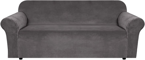 H. Versailtex Your Home Artist Grey 72"x90" Thick Velvet Stretch Sofa Cover