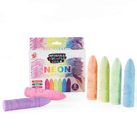 TBC 6 Colour Neon Washable Sidewalk Chalk