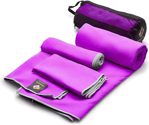 OlimpiaFit Quick Dry Towel - 3 Size Pack of Lightweight Microfiber Travel Towels w/Bag
