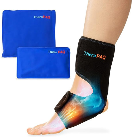 Foot & Ankle Pain Relief Ice Wrap with 2 Hot/Cold Gel Packs by TheraPAQ