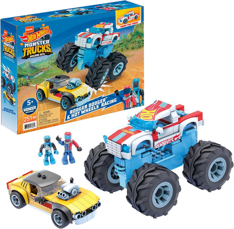 Wonder Builders MEGA Hot Wheels Monster Truck Building Sets: Rodger Dodger & Hot Wheels Racing