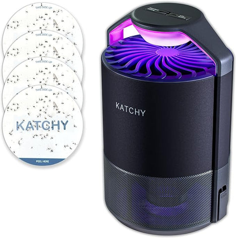 KATCHY Indoor Insect and Flying Bugs Trap Gnat Mosquito Killer with UV Light Fan Sticky Glue Boards No Zapper