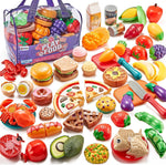 Laugigle 78pc Pretend Play Food for Kids Kitchen Storage Bag