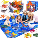 Ginmic 8.5"x3.7"x11" Ocean Playmat With 18-Piece Sea Life Toys