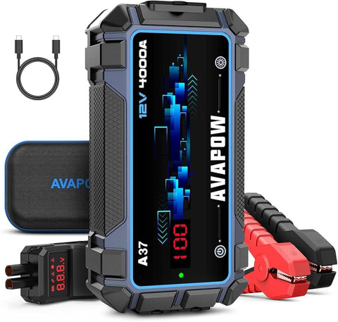 Avapow A37 4000A Peak 12-Volt Car Battery Jump Starter