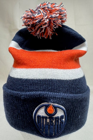 Officially Licensed Adult Edmonton Oilers Toque With Pom Pom