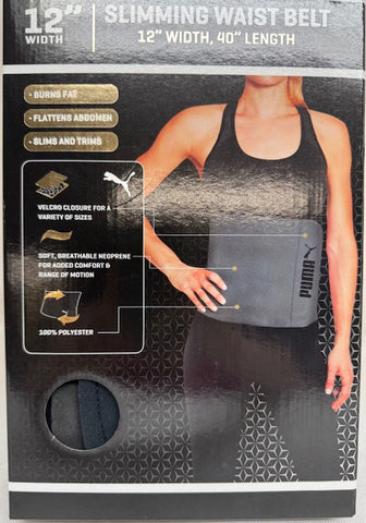 Puma Womens Black Finish 12" Width x 40" Length Slimming Waist Belt