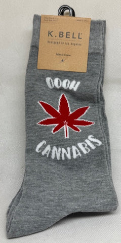 K. Bell Men's  Shoe Size 6.5-12 Oooh Cannabis Crew Socks