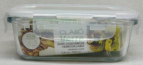Claro 350ml Glass Borosilicate Lock Lid