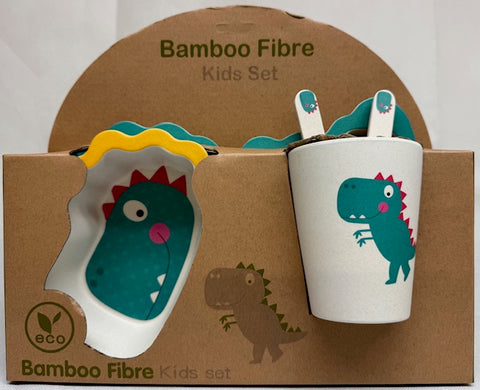 Eco Bamboo Fibre 5-Piece Kids Dinosaur Dinnerware Set