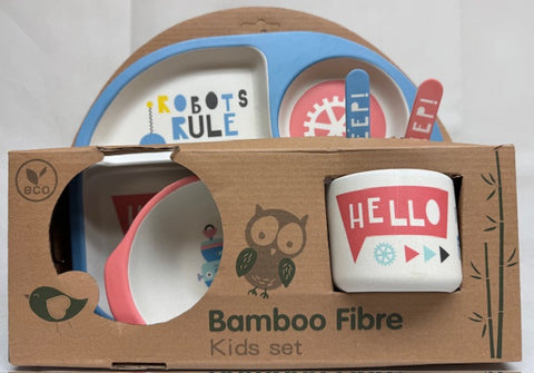 Eco Kids 5-Piece Hello Bamboo Fibre Dinneware Set