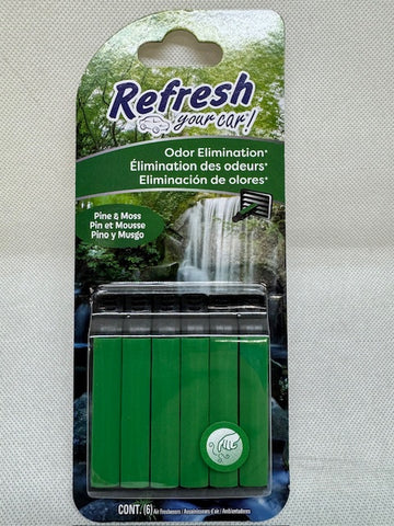 Refresh  6-Piece Pine & Moss Odor Elimination Car Air Freshener