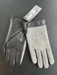 GANKA Mens Knit Leather Gloves With Leather Palm( Black)