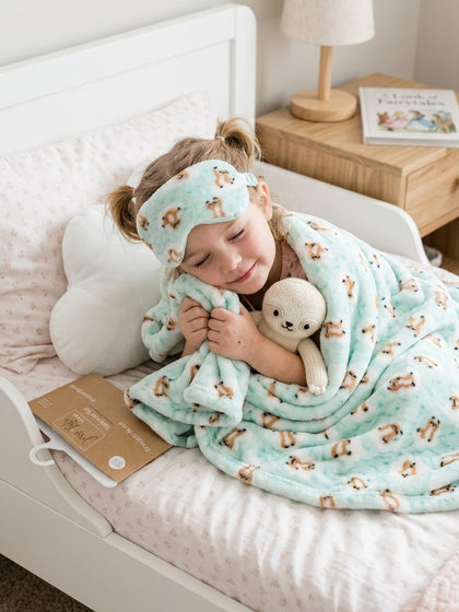 Jesse + Lulu Lounge Sleepover Set 2 layer blanket with sleep mask