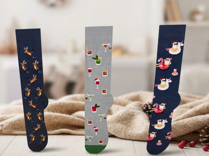 HOTSOX 3-Pair Men's Christmas Crew Socks