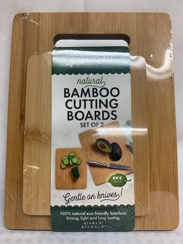 Gia's 2 Piece Kitchen Natural Eco Friendly Bamboo Cutting Boards