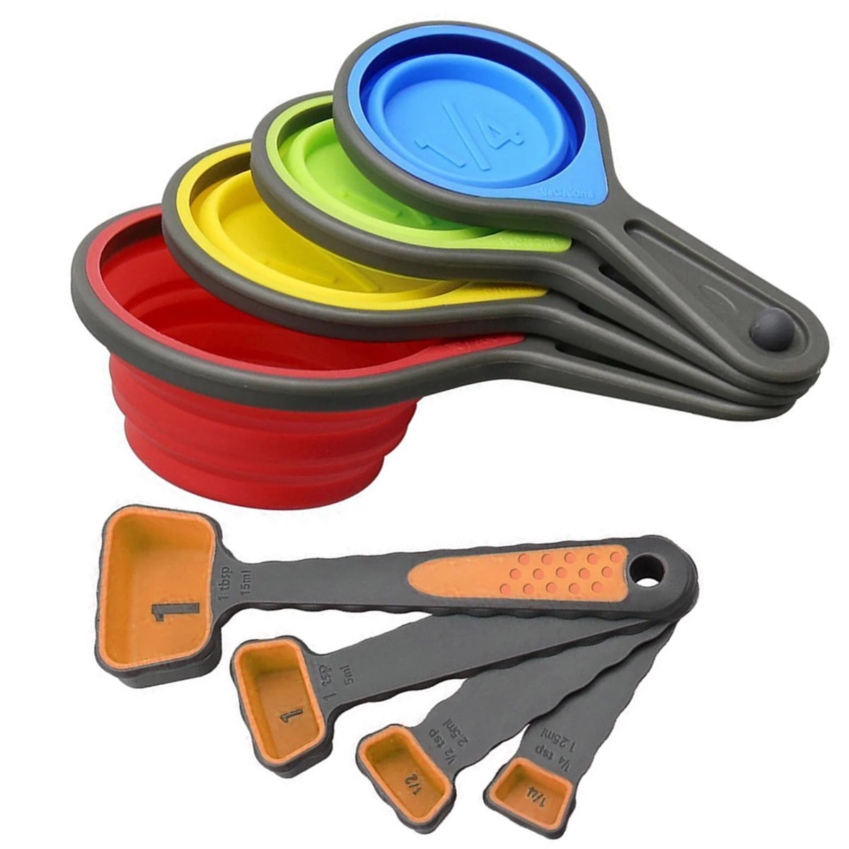 8pc Hand Crafted Measuring Set 8pc Silicone Measuring Cups & Spoon – Bargain Shark