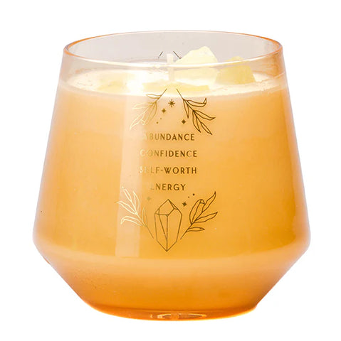 11oz Citrine & Incense Crystal Healing Essential Oil Scented Glass Candle