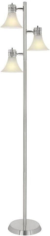 64.5" Brushed Nickel Finish Frosted White Shades 3-Light Floor Lamp