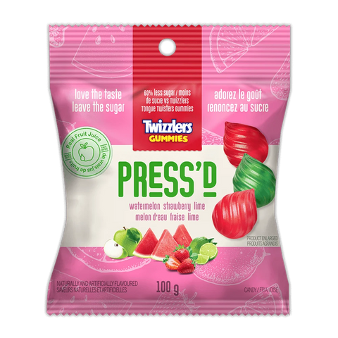 100g  Watermelon Strawberry Lime Press'D Twizzlers Gummies