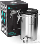 Coffee Gator Stainless Steel Coffee Canister With Measuring Scoop