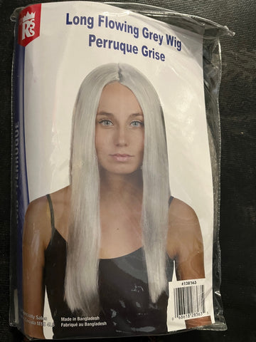 Long Flowing Grey Wig -128363