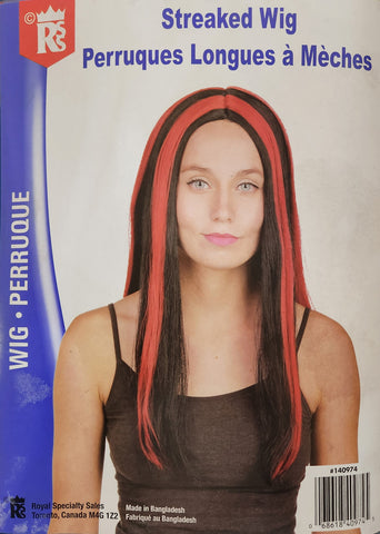 Streaked Wig Red / Black (140974)