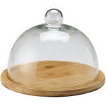 Round Bamboo Serving Tray with Glass Dome