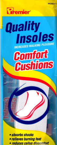 Premier Quality Insoles Comfort Cushions - 2 Pair Women's Size 7-8.5