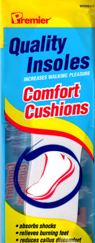 Premier Quality Insoles Comfort Cushions - 1 Pair Women's Size 5-6.5